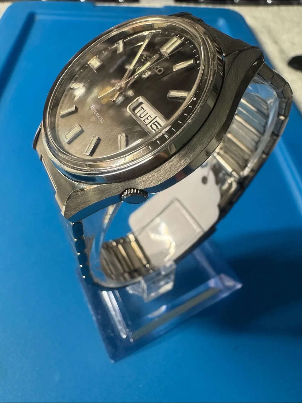 Seiko Black Dial Stainless Steel Automatic Watch